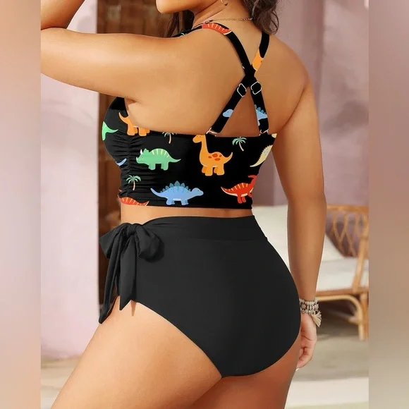 Tempt Me Two Piece Swimsuits - Women High Waisted Bikini Scoop Neck Bathing Suit - Picture 3 of 7